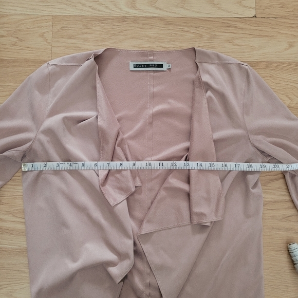 Faux Suede Soft Dusty Pink Open Cardigan Shrug - M - Picture 8 of 9